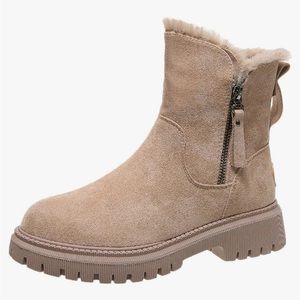 Fur-lined Suede Chelsea Boots